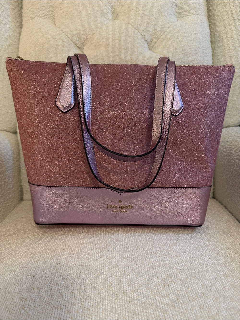 kate spade Rose Pink Glitter Two-Tone Tote